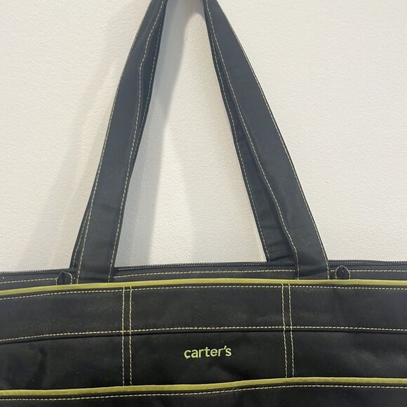 Carter's Large Diaper Bag Black with Sage Green Stitching Baby Bag - Picture 4 of 9